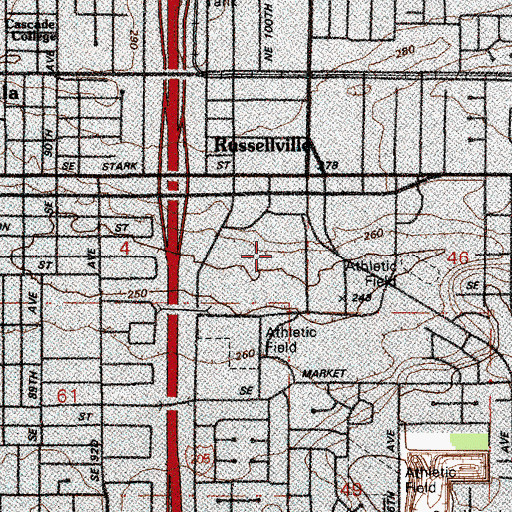 Topographic Map of Mall 205 Shopping Center, OR