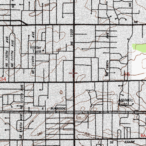 Topographic Map of Menlo Park Plaza Shopping Center, OR