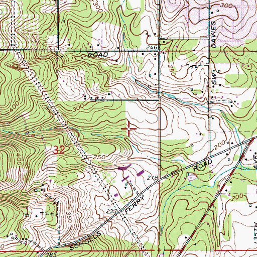 Topographic Map of Murrayhill Marketplace Shopping Center, OR