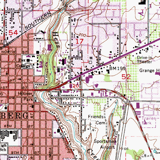 Topographic Map of Newberg Plaza Shopping Center, OR