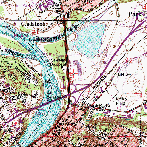 Topographic Map of Oregon City Shopping Center, OR