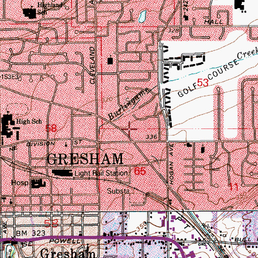 Topographic Map of Oregon Trail Center Shopping Center, OR