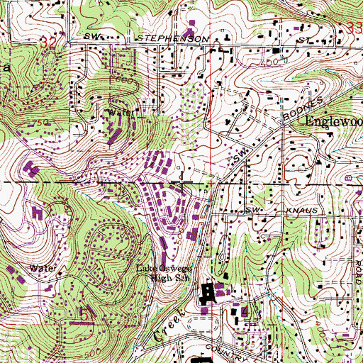 Topographic Map of Oswego Town Square Shopping Center, OR