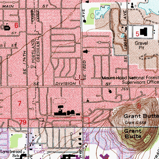 Topographic Map of Rockwood Plaza Shopping Center, OR