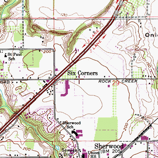 Topographic Map of Sherwood Market Center Shopping Center, OR