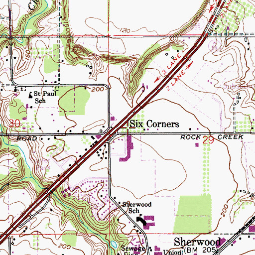 Topographic Map of Sherwood Plaza Shopping Center, OR