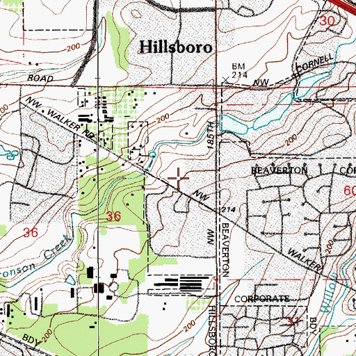 Topographic Map of Sunset Square Shopping Center, OR