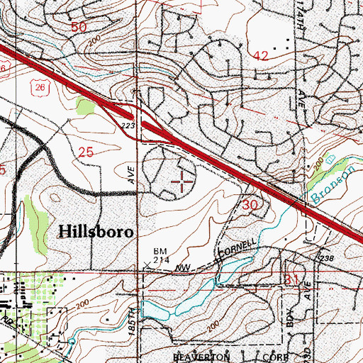 Topographic Map of Tanasbourne Town Center North Shopping Center, OR