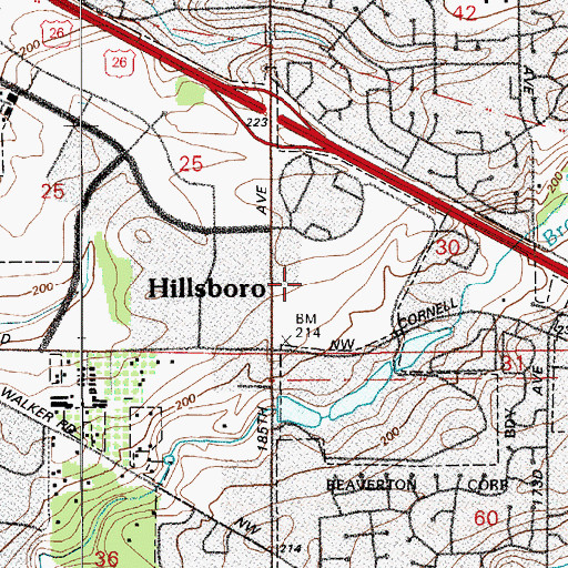 Topographic Map of Tanasbourne Town Center South Shopping Center, OR