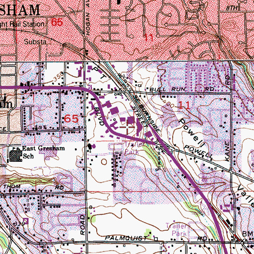 Topographic Map of The Village Shopping Center, OR