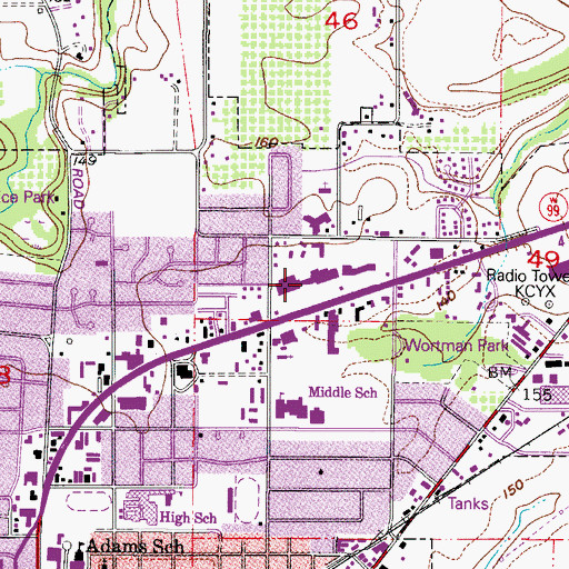Topographic Map of Town Center Shopping Center, OR