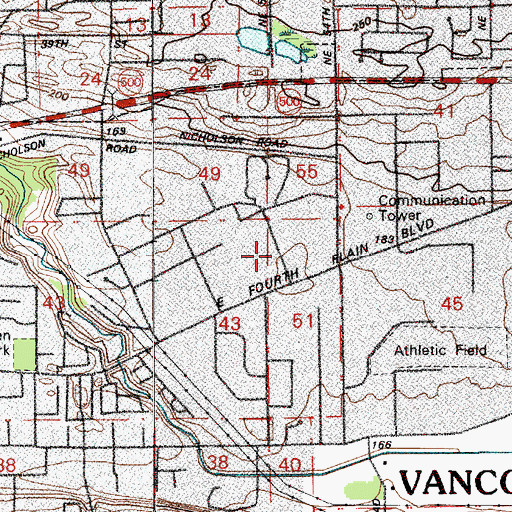 Topographic Map of Vancouver Market Center Shopping Center, WA