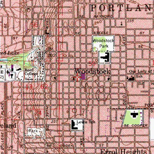 Topographic Map of Woodstock Super Center Shopping Center, OR