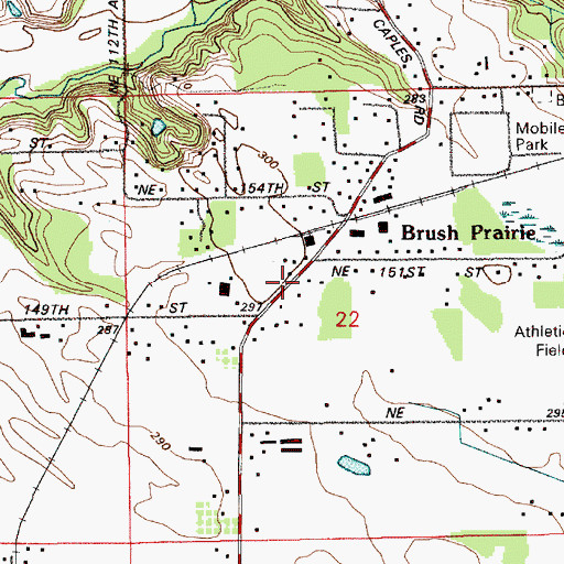 Topographic Map of Brush Prairie Post Office, WA
