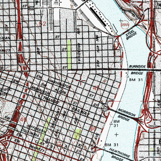 Topographic Map of Central Post Office, OR