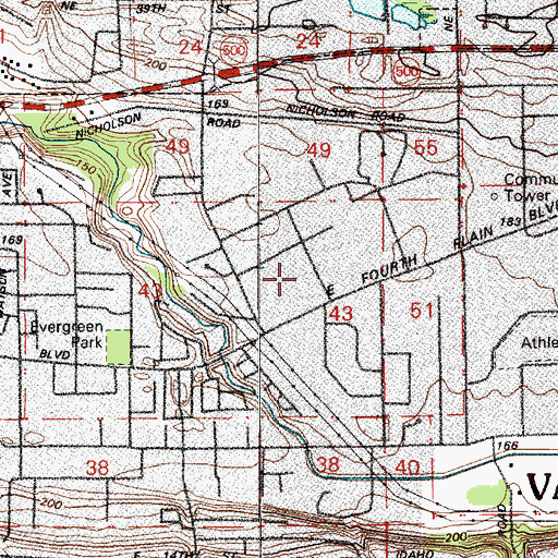 Topographic Map of Vancouver Post Office, WA