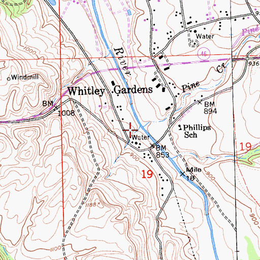 Topographic Map of Pine Creek, CA