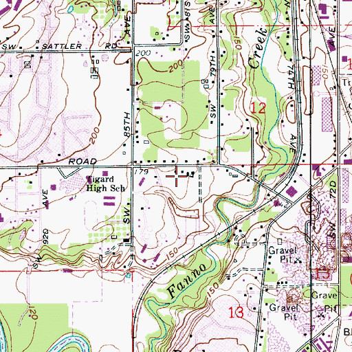 Topographic Map of Durham Education Center, OR
