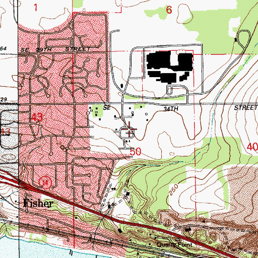 Topographic Map of Fishers Landing Elementary School, WA