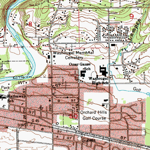 Topographic Map of Gause Elementary School, WA