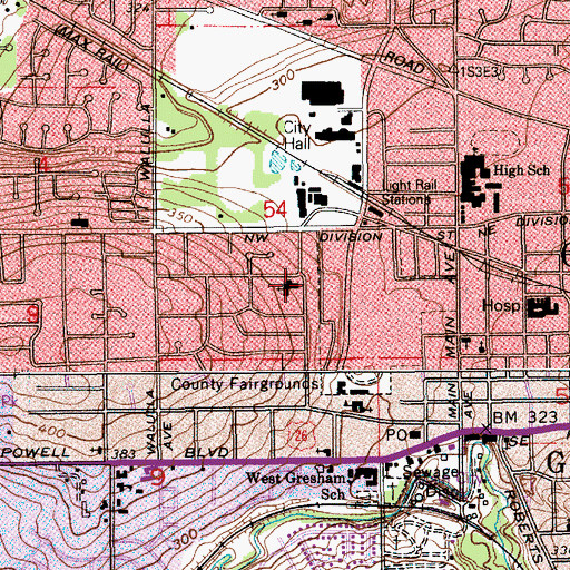 Topographic Map of Gresham United Methodist Preschool, OR