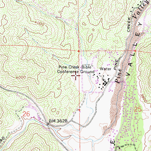 Topographic Map of Pine Creek Bible Conference Ground, CA