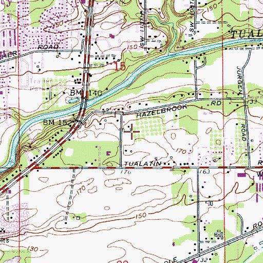 Topographic Map of Hazelbrook Middle School, OR