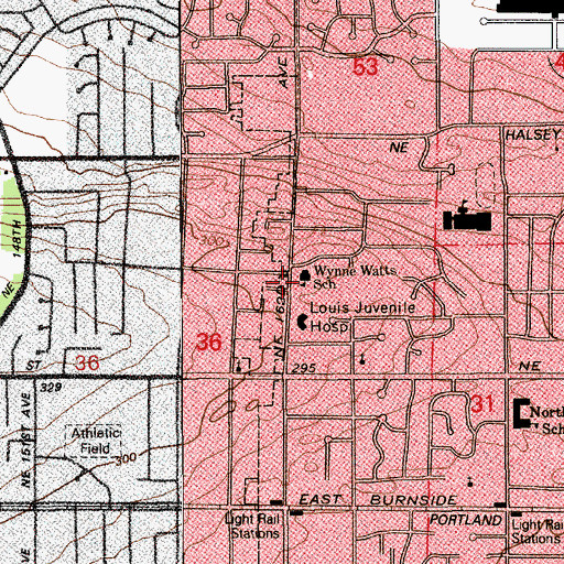 Topographic Map of Kerr Youth Center at Wynne Watts School, OR