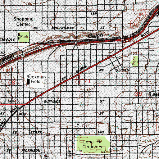Topographic Map of Kerr Youth and Family Center, OR