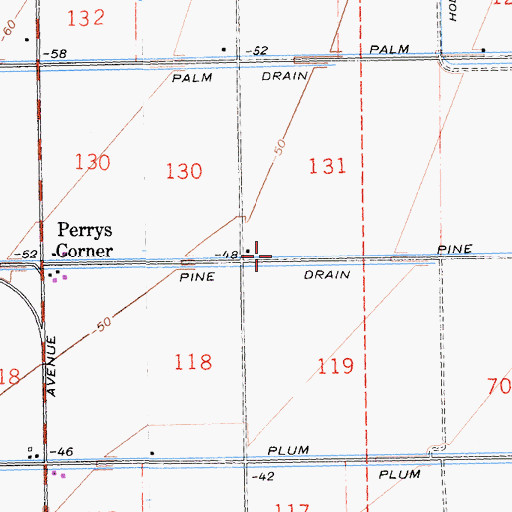 Topographic Map of Pine Drain, CA