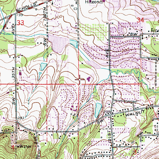 Topographic Map of Mary Woodward Elementary School, OR