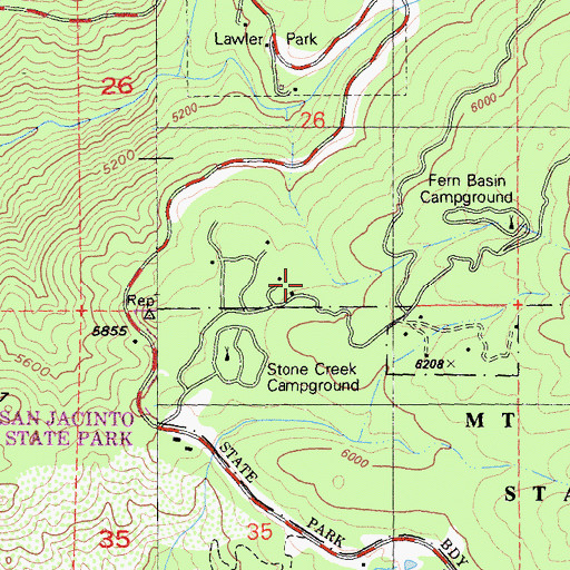 Topographic Map of Pine Flat Camp, CA