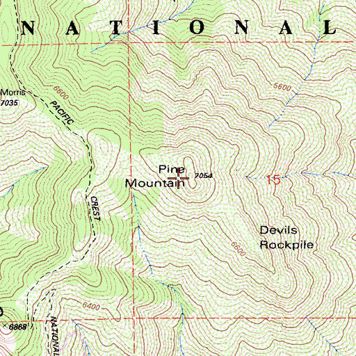 Topographic Map of Pine Mountain, CA