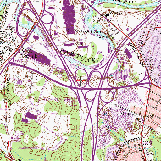Topographic Map of Interchange 1, RI
