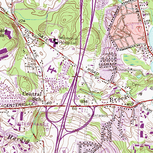 Topographic Map of Interchange 10B, RI