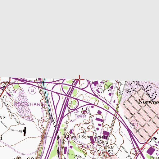Topographic Map of Interchange 14B, RI
