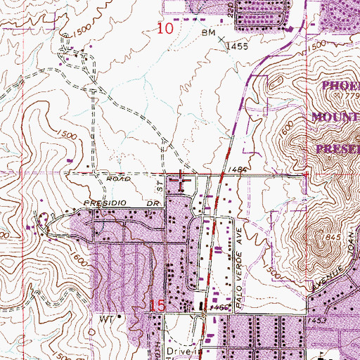 Topographic Map of Cactus Gardens Mobile Home Park, AZ