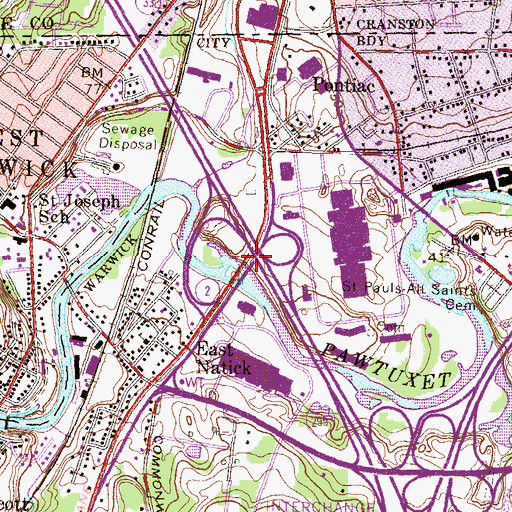 Topographic Map of Interchange 2, RI