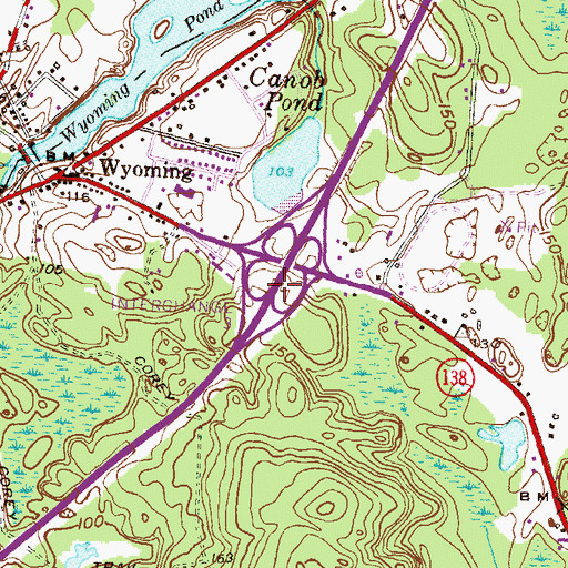 Topographic Map of Interchange 3A, RI