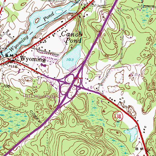 Topographic Map of Interchange 3B, RI