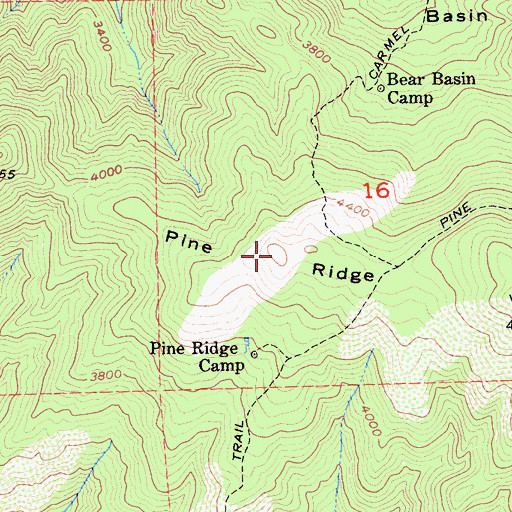 Topographic Map of Pine Ridge, CA