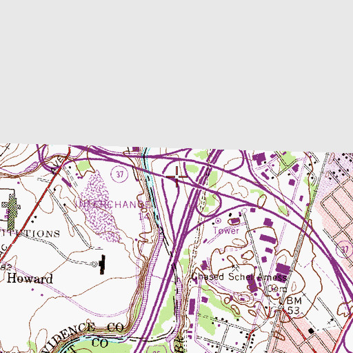 Topographic Map of Interchange 4A, RI