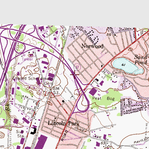 Topographic Map of Interchange 5A, RI
