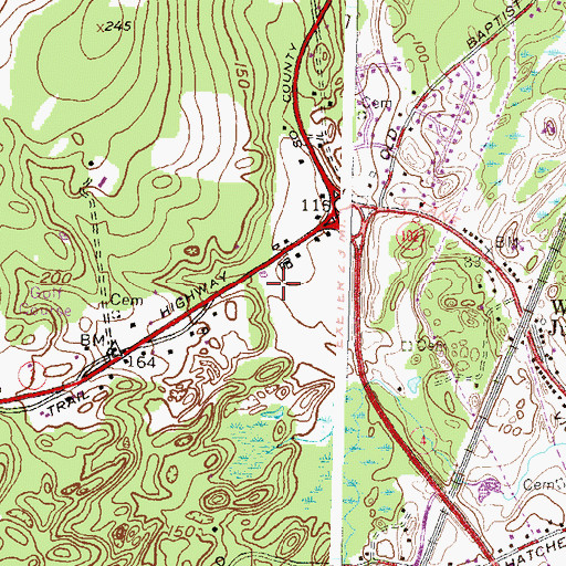 Topographic Map of Interchange 5A, RI