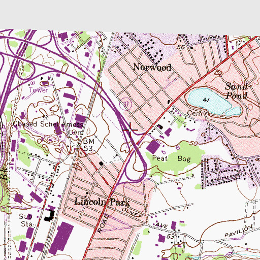 Topographic Map of Interchange 5B, RI