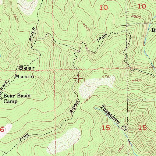 Topographic Map of Pine Ridge Trail, CA