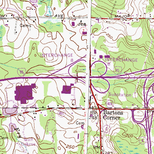 Topographic Map of Interchange 8A, RI