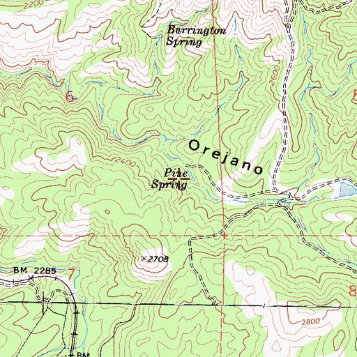 Topographic Map of Pine Spring, CA
