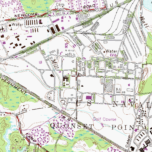 Topographic Map of WellOne Primary Medical Care Center North Kingstown, RI