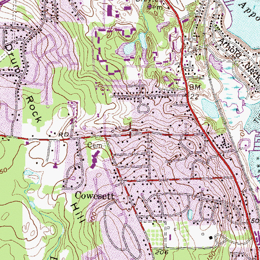 Topographic Map of Cowesett Pound, RI